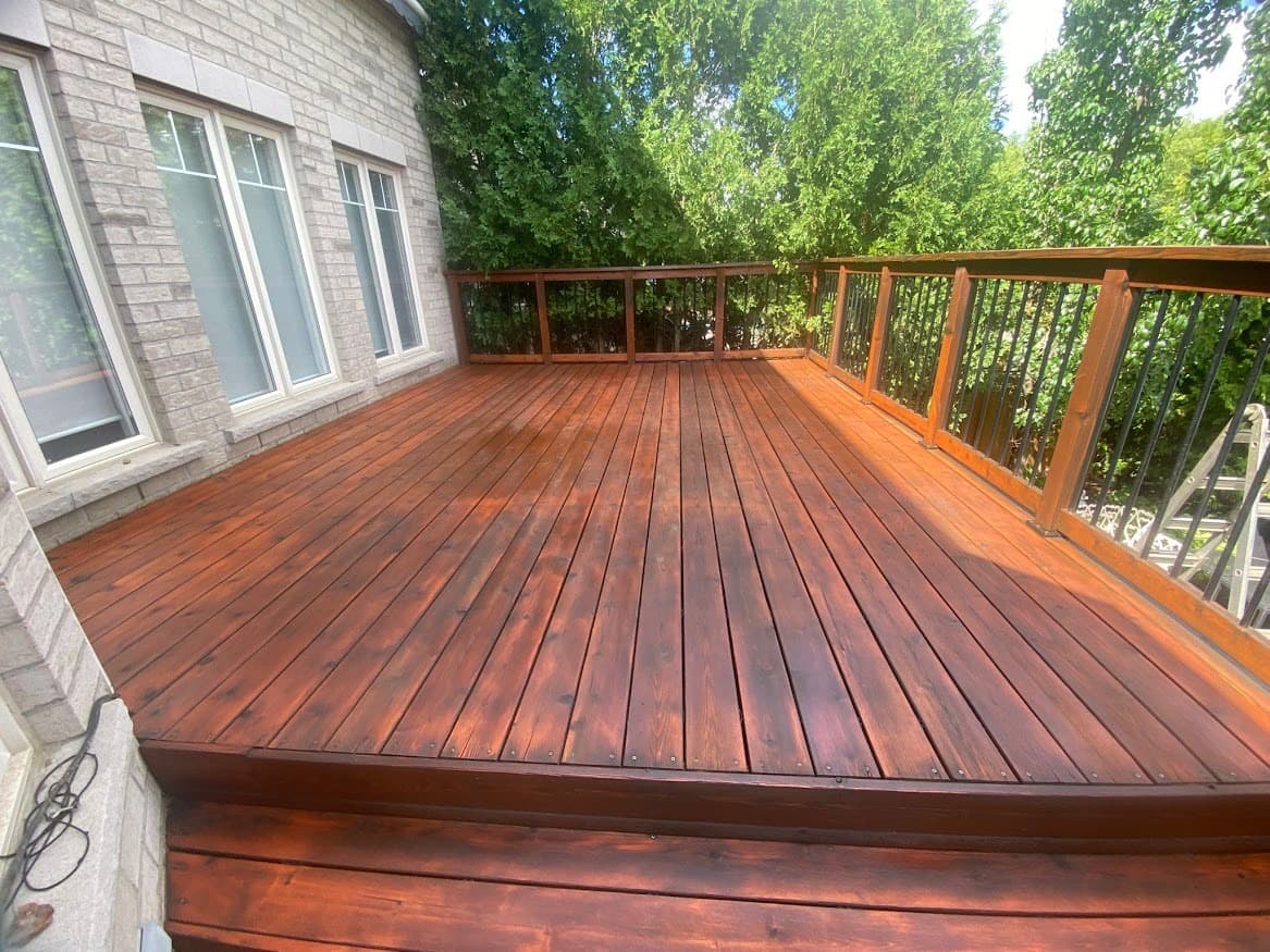 Professional deck staining project in Oakville, Ontario